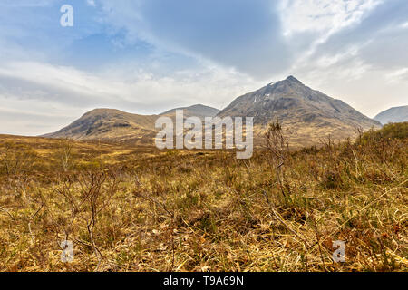 Impressione del Glen Coe valle nelle Highlands della Scozia Foto Stock