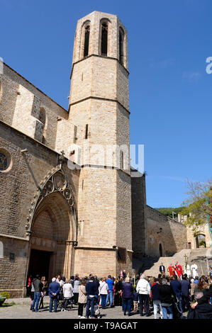 Santa Messa di Pasqua fuori dal Monastero di Pedralbes Foto Stock