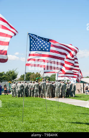 Una raccolta di militari in Kennewick, Washington. Foto Stock