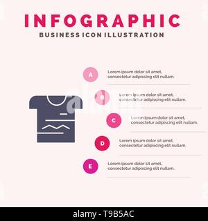 Maglietta Tshirt, panno uniforme icona solido Infographics 5 Passi sfondo presentazione Illustrazione Vettoriale