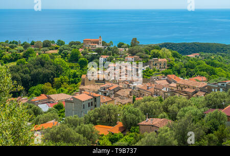 Vista panoramica di Lentiscosa, Salerno. Cilento, Campania, Italia. Foto Stock