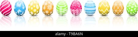 Colorate le uova di pasqua insieme isolato Illustrazione Vettoriale