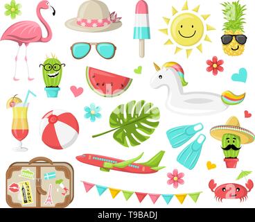 Estate icone simboli set di vettore Illustrazione Vettoriale