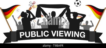 Soccer 2018 Folla ventola silhouette Germania visualizzazione pubblico Illustrazione Vettoriale