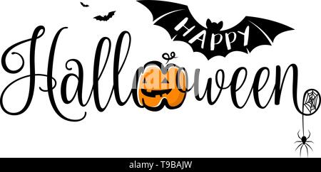 Happy halloween testo banner. Halloween logo vettore isolato. Illustrazione Vettoriale