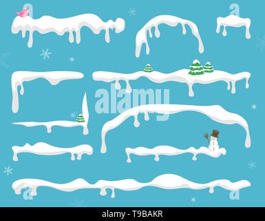 Tappo di neve telai vettore sfondo impostato isolato Illustrazione Vettoriale