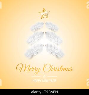 Buon Natale e felice anno nuovo card golden Illustrazione Vettoriale