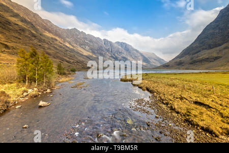 Impressione del Glen Coe valle nelle Highlands della Scozia Foto Stock