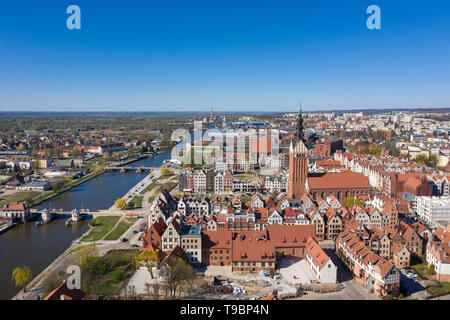 Vista aerea del Elblag città vecchia, Polonia Foto Stock