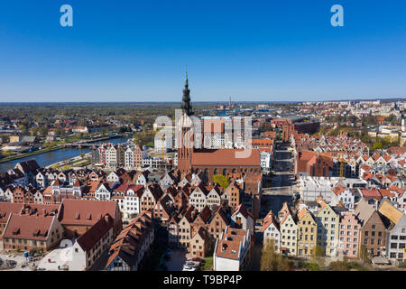 Vista aerea del Elblag città vecchia, Polonia Foto Stock