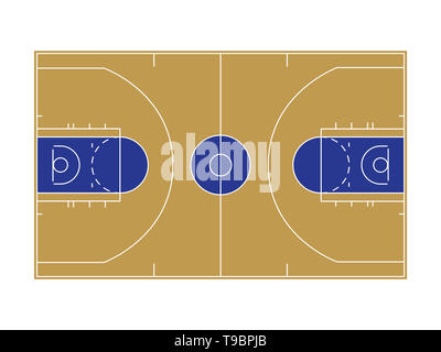 Campo da basket top view illustrazione isolati su sfondo bianco Foto Stock