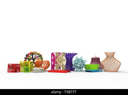 3D rendering di raccolta del complesso colorato tipico 3D Prodotti di stampa Foto Stock