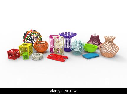 3D rendering di raccolta del complesso colorato tipico 3D Prodotti di stampa Foto Stock