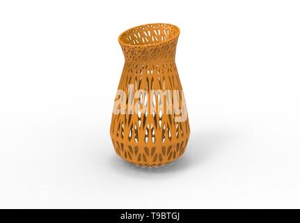 3D'illustrazione 3d rendering 3D stampata giallo arancione vaso Foto Stock