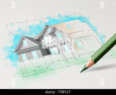 Disegno colorato piano casa concept Foto Stock