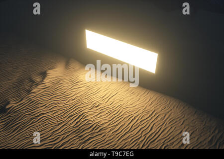 Il rendering 3D, il grande deserto, con strisce di forme. Computer immagine digitale. Foto Stock