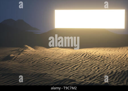 Il rendering 3D, il grande deserto, con strisce di forme. Computer immagine digitale. Foto Stock