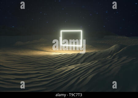 Il rendering 3D, il grande deserto, con strisce di forme. Computer immagine digitale. Foto Stock