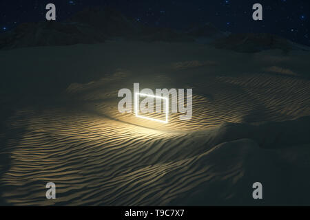 Il rendering 3D, il grande deserto, con strisce di forme. Computer immagine digitale. Foto Stock