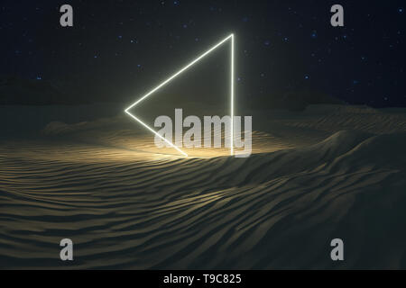 Il rendering 3D, il grande deserto, con strisce di forme. Computer immagine digitale. Foto Stock