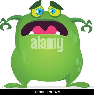 Scary monster cartoon. Vector Green monster illustrazione. Il design di Halloween Illustrazione Vettoriale