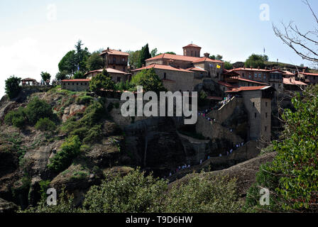 Il grande monastero Meteoron è il più grande e il più antico di tutti. È stato chiamato il monastero che è stato "sospeso in aria" (meteoro), a causa della t Foto Stock