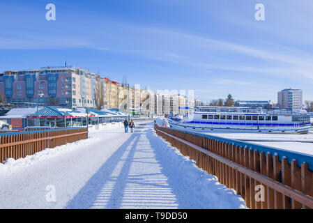 SAVONLINNA, Finlandia - 03 Marzo 2018: un gelido inverno mattina in Savonlinna Foto Stock