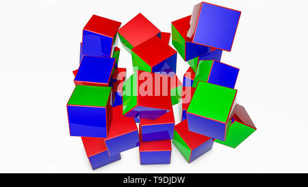 Multi-cubi colorati. Il rendering 3D Foto Stock