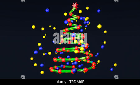 Modello 3D DELL'ALBERO DI NATALE. Il rendering 3D Foto Stock