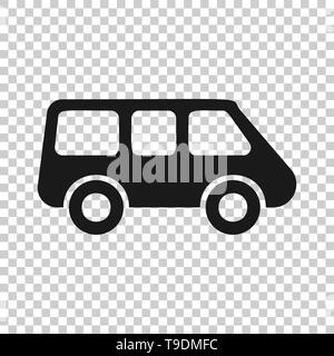 Minivan passeggero segno icona in stile trasparente. Bus auto illustrazione vettoriale su sfondo isolato. Consegna banner carrello concetto aziendale. Illustrazione Vettoriale