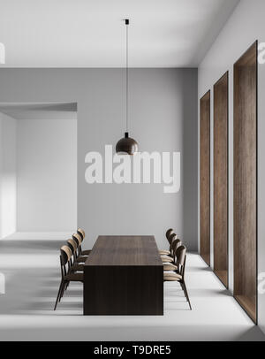 Camera moderna e spaziosa sala da pranzo. Minimalista sala da pranzo design. 3D'illustrazione. Foto Stock