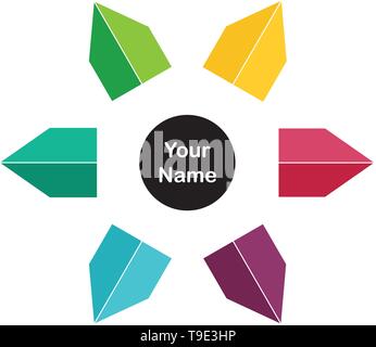 Freccia di fiori di colore multiple logo bussola modello. Illustrazione Vettoriale