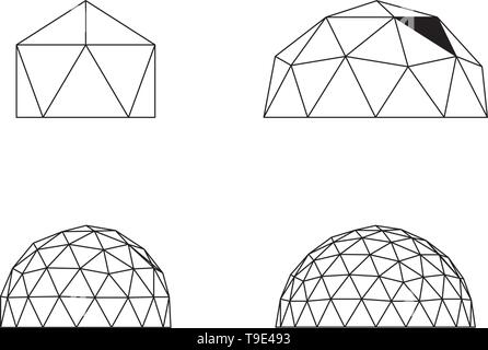Le cupole geodetiche illustrazione vettoriale illustrazione di linea su sfondo bianco Illustrazione Vettoriale