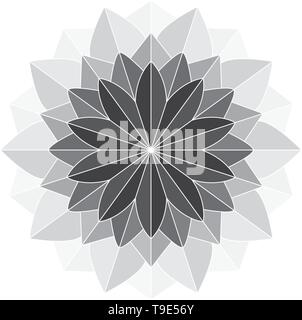 Nero Grigio origami come fiore geometrico illustrazione vettore Illustrazione Vettoriale