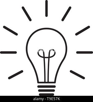 La lampadina della luce di illustrazione della linea vettore isolato su sfondo bianco Illustrazione Vettoriale