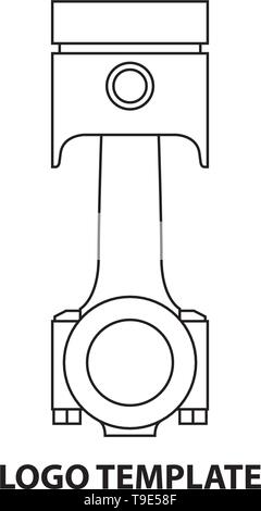 Pistone per motore linea schizzo di disegno illustrazione vettore Illustrazione Vettoriale