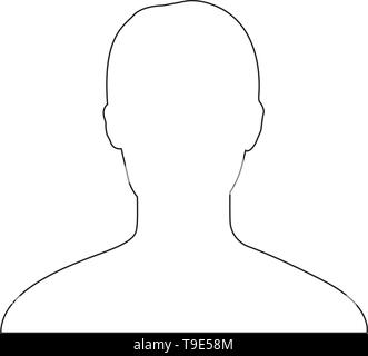 Profilo predefinito avatar vettore silhouette in bianco e nero. Illustrazione Vettoriale