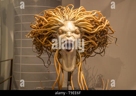 La testa di una creatura Grindylow che è stata usata nel film Il calice di fuoco, Warner Bros Tour dello Studio " Realizzazione di Harry Potter", Londra Foto Stock