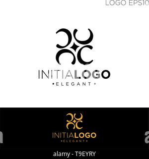 Monogramma c iniziale, cc c modello logo colore nero illustrazione vettoriale - vector Illustrazione Vettoriale