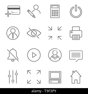 Insieme vettoriale di 16 icone di qualità lineare relative alla gestione e ai processi aziendali. Pittogrammi mono-linea di base ed elementi di progettazione infografica per Illustrazione Vettoriale