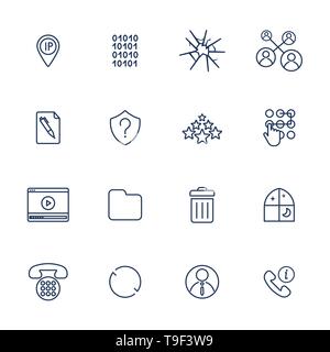 Set di 16 icone vettoriali per il software, applicazioni o siti web - social media e tecnologia Illustrazione Vettoriale