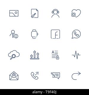 Icone semplici per app, programmi e siti. Set con diverse icone dell'interfaccia utente Illustrazione Vettoriale