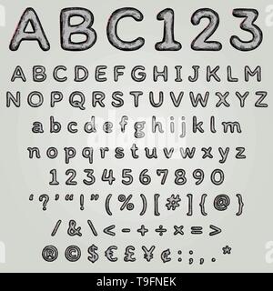 Film noir stile retrò font con marmo texture in bianco e nero con rosso di abbagliamento riflesso Illustrazione Vettoriale