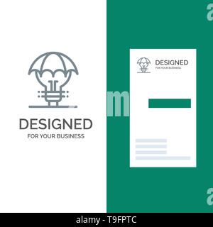 Protetto idee, Copyright, difesa, Idea, Brevetto grigio Logo Design e Business Card Template Illustrazione Vettoriale