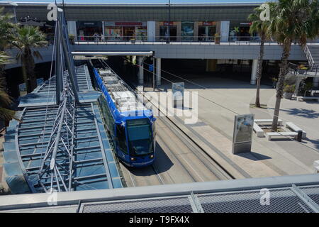 Montpellier, tranvia, Linie 1, Odysseum Foto Stock