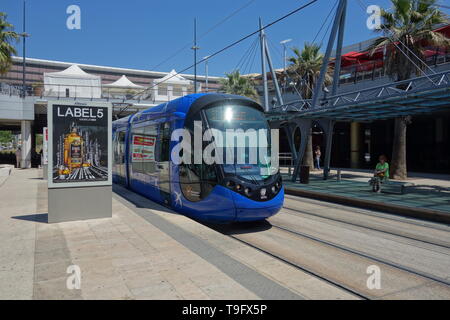 Montpellier, tranvia, Linie 1, Odysseum Foto Stock