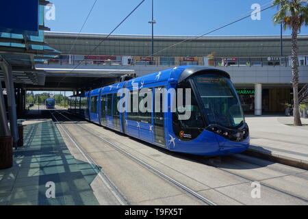 Montpellier, tranvia, Linie 1, Odysseum Foto Stock