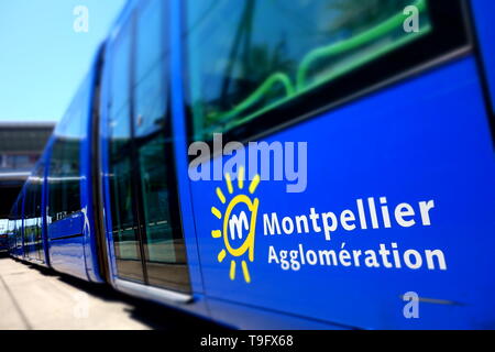 Montpellier, tranvia, Linie 1, Odysseum Foto Stock