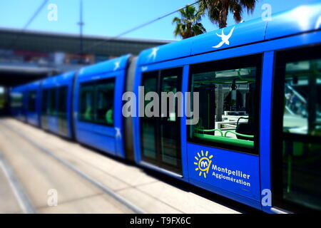 Montpellier, tranvia, Linie 1, Odysseum Foto Stock