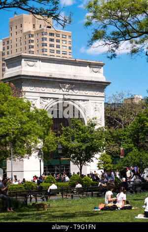 Washington Square Arch, Washington Square Park, Greenwich Village, NYC Foto Stock